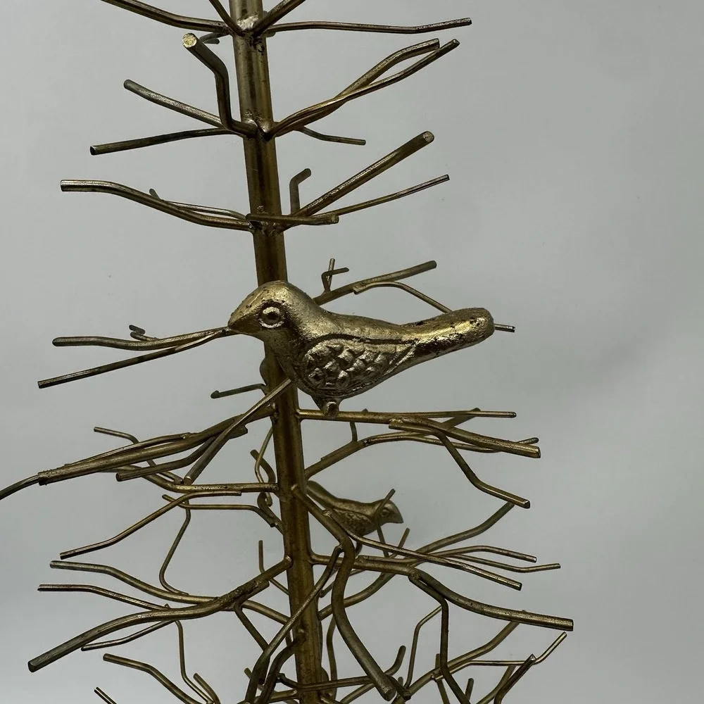 Gold Metal Christmas Tree With Small Birds‎ and Star Topper 21